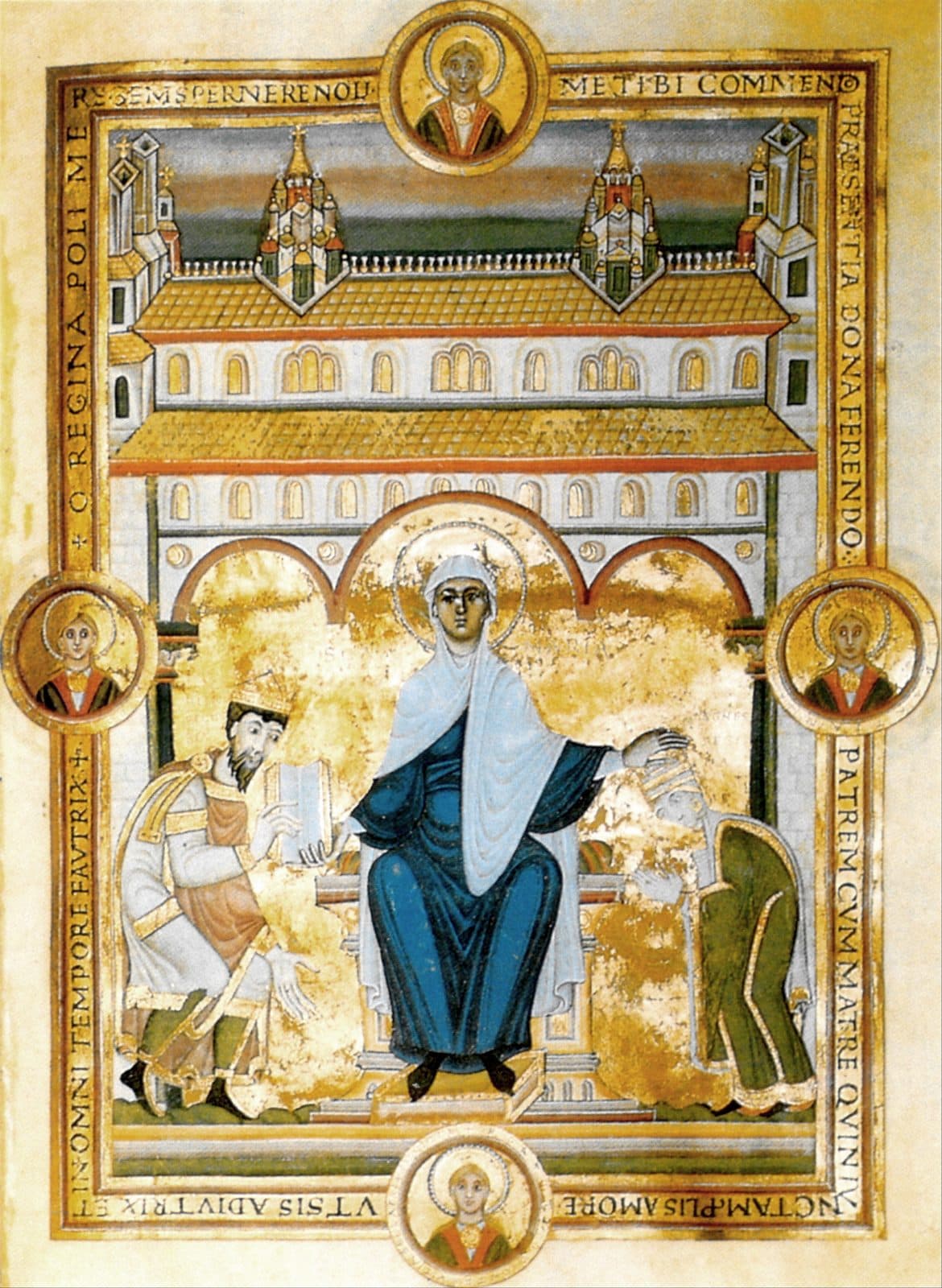 Henry III and Agnes before the Virgin, from the Golden Gospels of Henry III (1045-46)