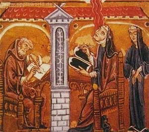 Hildegard receiving a vision, from the Scivias manuscript