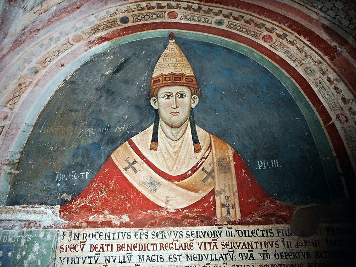 Fresco of Innocent III at the Sacro Speco, Subiaco (c. 1219)