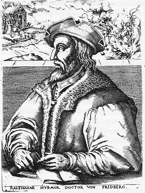 Engraved portrait of Balthasar Hubmaier