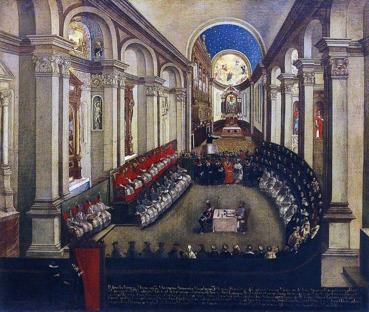 A 16th-century painting of the Council of Trent in session